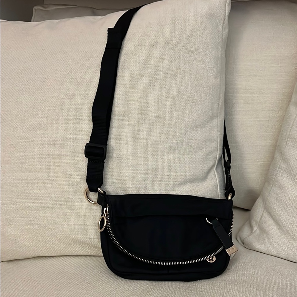 Lululemon Black Crossbody Bag with Gold Accents